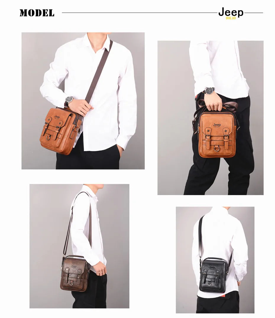 JEEP BULUO Multi-function Business Handbags Men New Man's Shoulder Bag Large Capacity Leather Messenger Bag Crossbody Big Brand Hinoki Milano