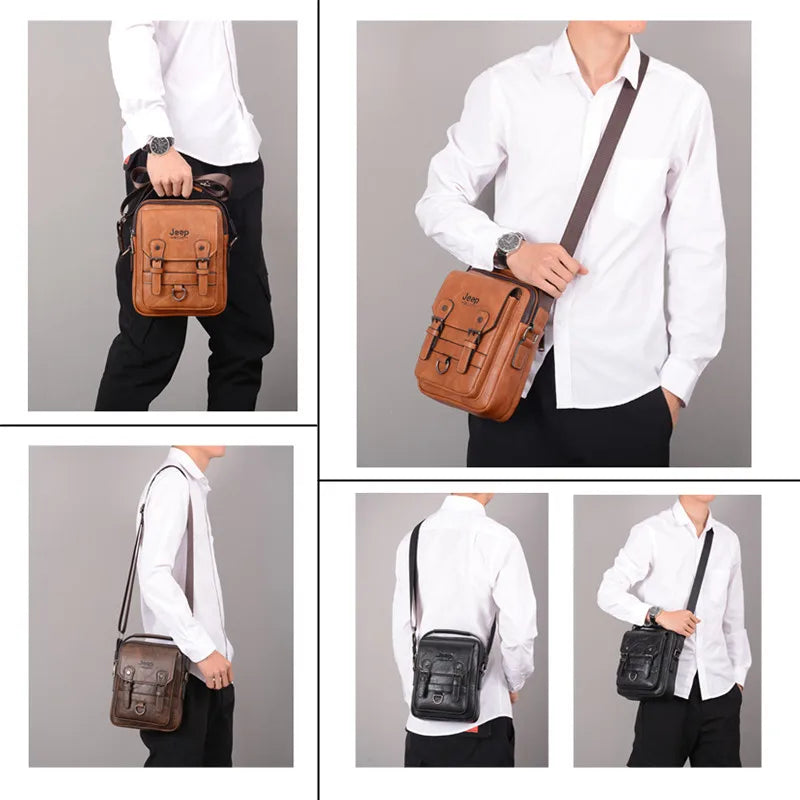 JEEP BULUO Multi-function Business Handbags Men New Man's Shoulder Bag Large Capacity Leather Messenger Bag Crossbody Big Brand Hinoki Milano