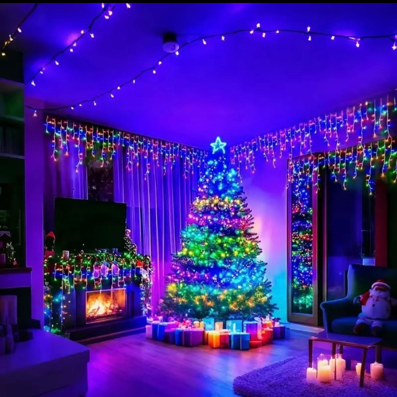 Tenda Luminosa 104 LED Multicolor – 150x70 cm | Effetto Cascata Magica Klondo