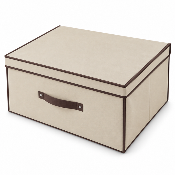 Scatola portaoggetti pieghevole in tessuto 60 × 45 × 30 cm con coperchio e maniglia, organizer per armadio Klondo