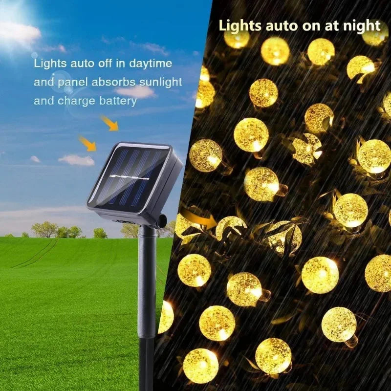 2024 New Solar Crystal Globe LED String Lights LED Solar Outdoor Light IP65 Fairy Light Christmas Garland for Garden Party Decor Hinoki Milano
