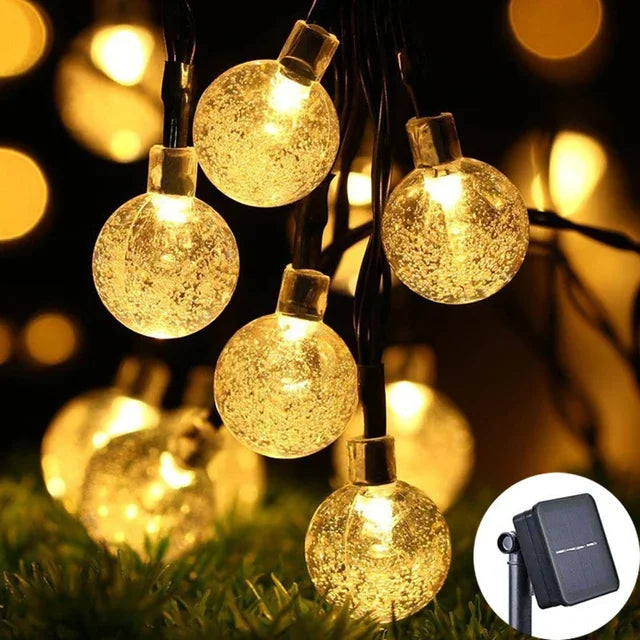 2024 New Solar Crystal Globe LED String Lights LED Solar Outdoor Light IP65 Fairy Light Christmas Garland for Garden Party Decor Hinoki Milano
