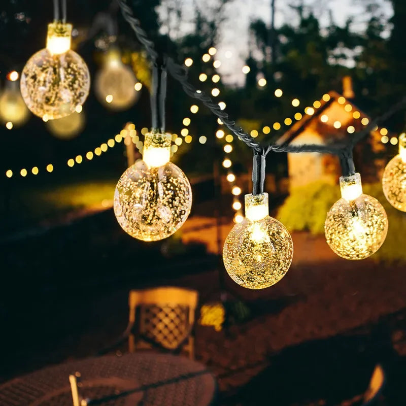 2024 New Solar Crystal Globe LED String Lights LED Solar Outdoor Light IP65 Fairy Light Christmas Garland for Garden Party Decor Hinoki Milano
