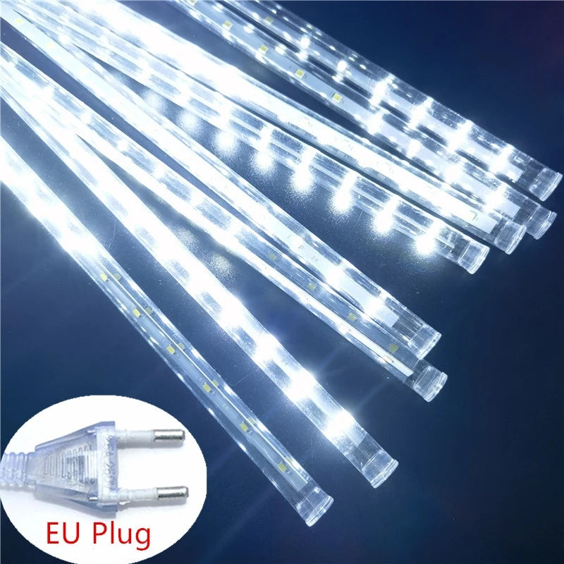 Outdoor  Meteor Shower Christmas Lights 10 Tubes 192 Led Hanging String Lights for Garden Tree Holiday Party Decoation Lamp Hinoki Milano