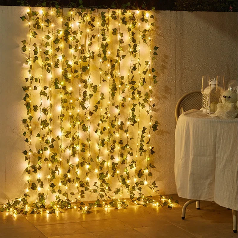 Flower Green Leaf String Lights Artificial Vine Fairy Lights Battery Powered Christmas Tree Garland Light for Weeding Home Decor Hinoki Milano