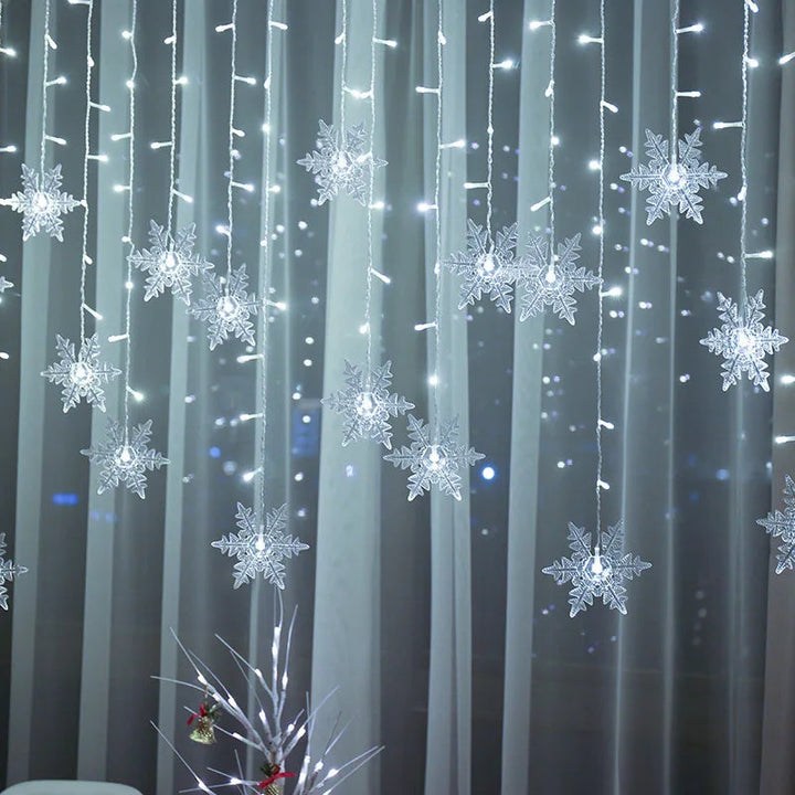 3.2M Christmas Snowflakes LED String Lights Flashing Fairy Curtain Lights Waterproof For Holiday Party Wedding Xmas Decoration Hinoki Milano