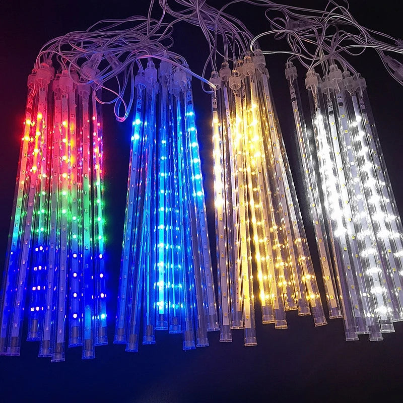 Outdoor  Meteor Shower Christmas Lights 10 Tubes 192 Led Hanging String Lights for Garden Tree Holiday Party Decoation Lamp Hinoki Milano