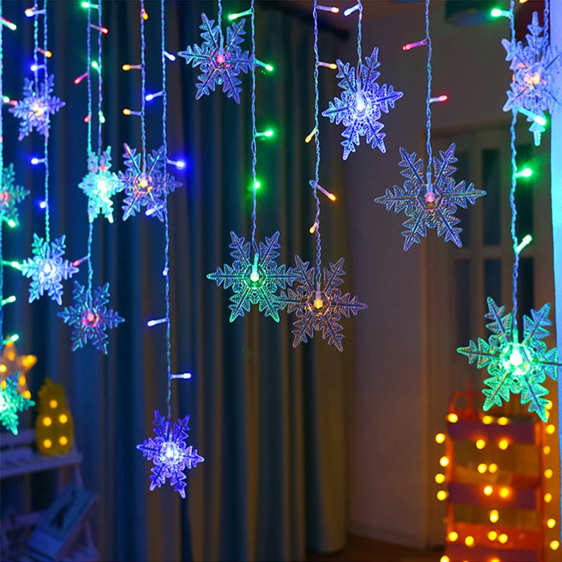 3.2M Christmas Snowflakes LED String Lights Flashing Fairy Curtain Lights Waterproof For Holiday Party Wedding Xmas Decoration Hinoki Milano