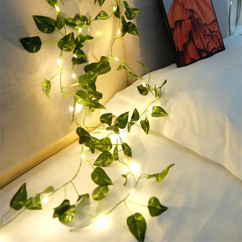 Flower Green Leaf String Lights Artificial Vine Fairy Lights Battery Powered Christmas Tree Garland Light for Weeding Home Decor Hinoki Milano