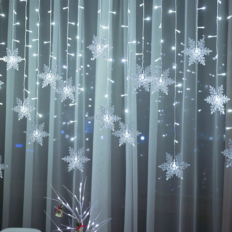 3.2M Christmas Snowflakes LED String Lights Flashing Fairy Curtain Lights Waterproof For Holiday Party Wedding Xmas Decoration Hinoki Milano