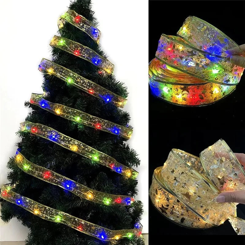 Indoor String Lights Battery Operated Christmas Ribbon with Lights Christmas Tree Accessories Decoration for Christmas New Year Hinoki Milano
