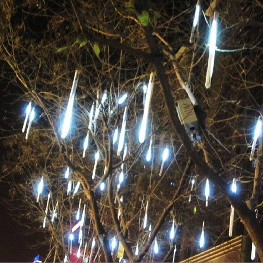 Outdoor  Meteor Shower Christmas Lights 10 Tubes 192 Led Hanging String Lights for Garden Tree Holiday Party Decoation Lamp Hinoki Milano