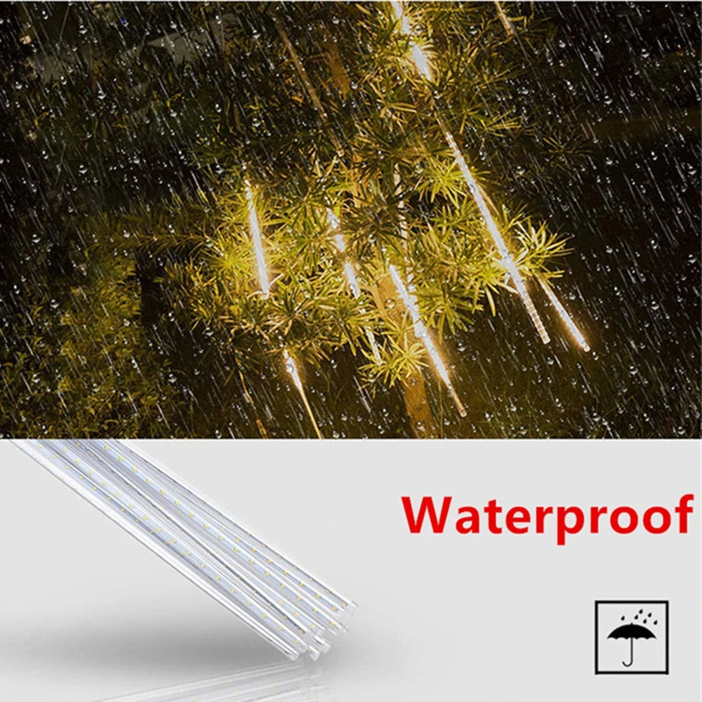 Outdoor  Meteor Shower Christmas Lights 10 Tubes 192 Led Hanging String Lights for Garden Tree Holiday Party Decoation Lamp Hinoki Milano