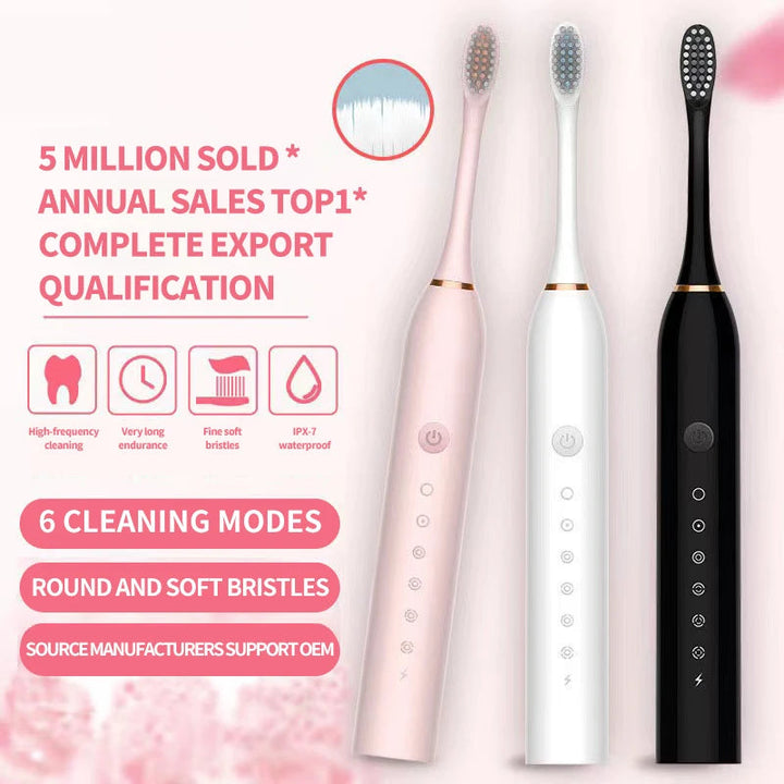 Sonic Electric Toothbrush for Adults IPX7 Waterproof DuPont Brush Head USB Rechargeable High Frequency Cleaning 6 Cleaning Modes Hinoki Milano