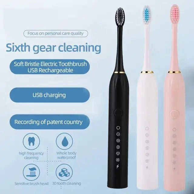 Sonic Electric Toothbrush for Adults IPX7 Waterproof DuPont Brush Head USB Rechargeable High Frequency Cleaning 6 Cleaning Modes Hinoki Milano