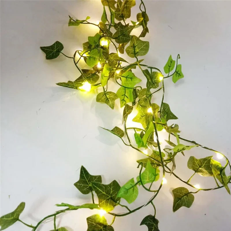 Flower Green Leaf String Lights Artificial Vine Fairy Lights Battery Powered Christmas Tree Garland Light for Weeding Home Decor Hinoki Milano