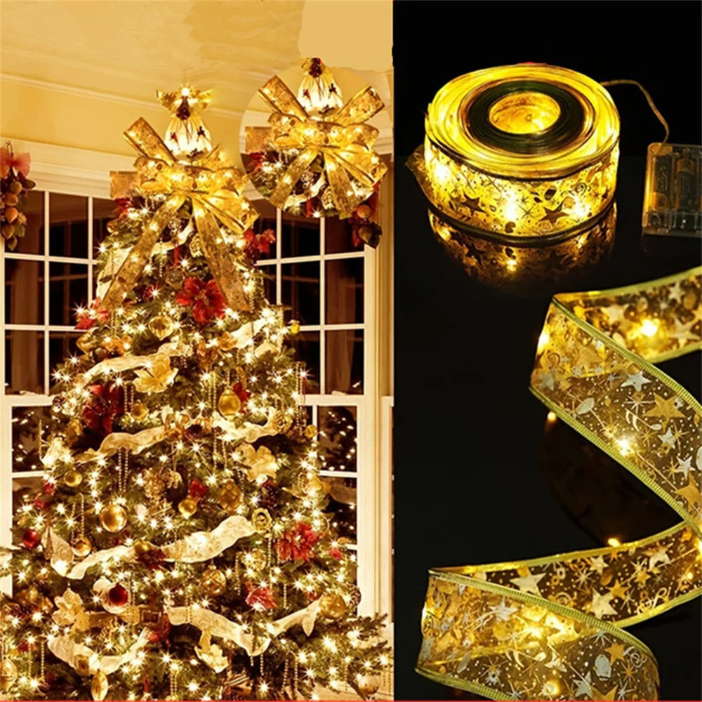 Indoor String Lights Battery Operated Christmas Ribbon with Lights Christmas Tree Accessories Decoration for Christmas New Year Hinoki Milano