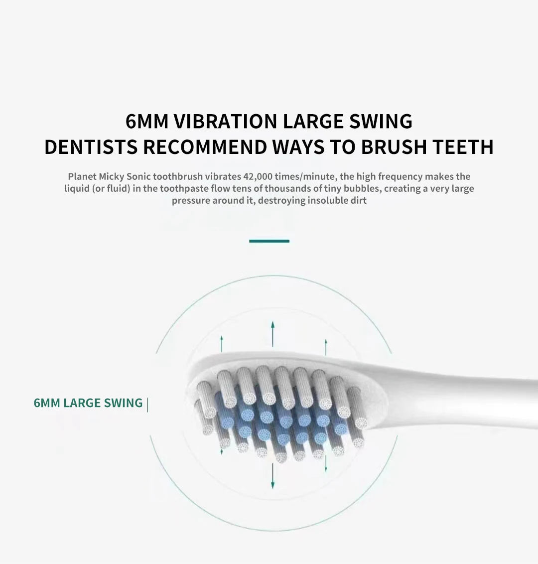 Sonic Electric Toothbrush for Adults IPX7 Waterproof DuPont Brush Head USB Rechargeable High Frequency Cleaning 6 Cleaning Modes Hinoki Milano