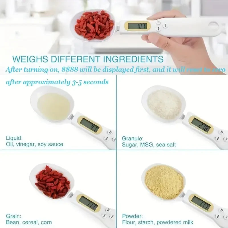 Mini Spoon Scale Digital Kitchen Scale Electronic LCD Food Scale 0.1-500g Cooking Flour Milk Coffee Powder Weight Measure Spoon Hinoki Milano
