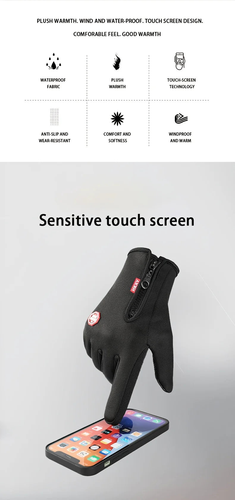 Winter Gloves For Men Women Touchscreen Warm Outdoor Cycling Driving Motorcycle Cold Gloves Windproof Non Slip Gloves Hinoki Milano