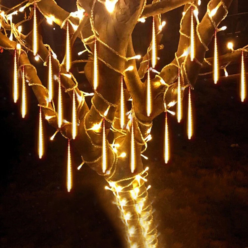 Outdoor  Meteor Shower Christmas Lights 10 Tubes 192 Led Hanging String Lights for Garden Tree Holiday Party Decoation Lamp Hinoki Milano