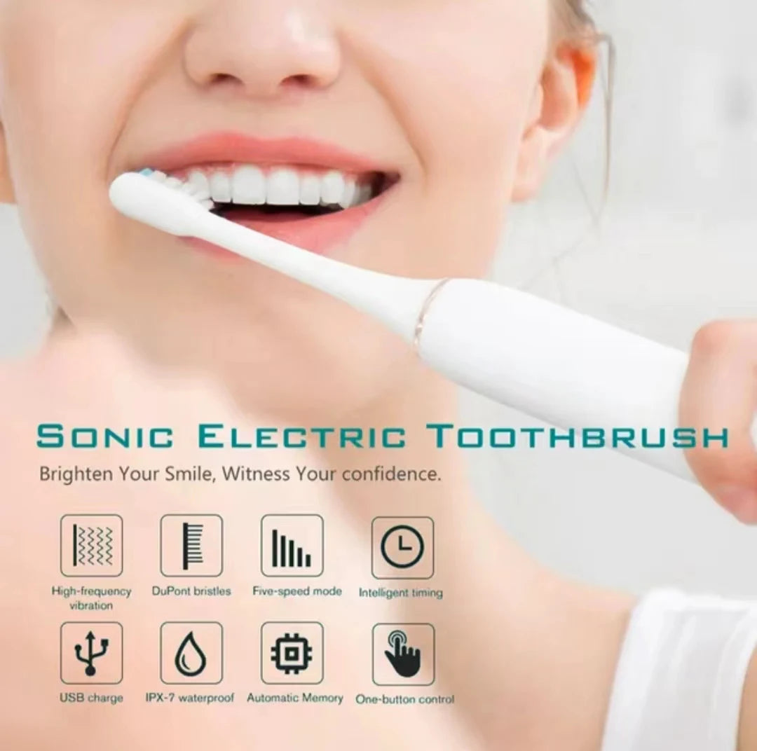 Sonic Electric Toothbrush for Adults IPX7 Waterproof DuPont Brush Head USB Rechargeable High Frequency Cleaning 6 Cleaning Modes Hinoki Milano