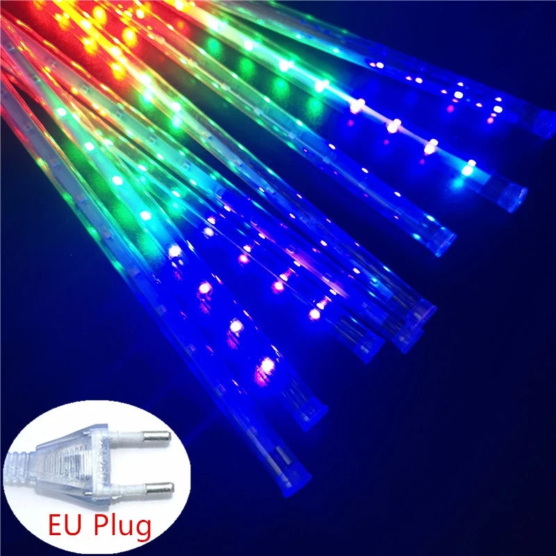 Outdoor  Meteor Shower Christmas Lights 10 Tubes 192 Led Hanging String Lights for Garden Tree Holiday Party Decoation Lamp Hinoki Milano
