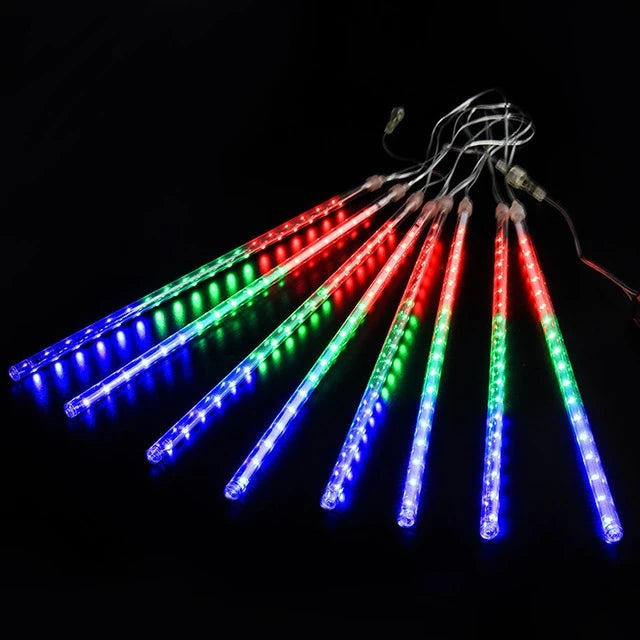 Outdoor  Meteor Shower Christmas Lights 10 Tubes 192 Led Hanging String Lights for Garden Tree Holiday Party Decoation Lamp Hinoki Milano