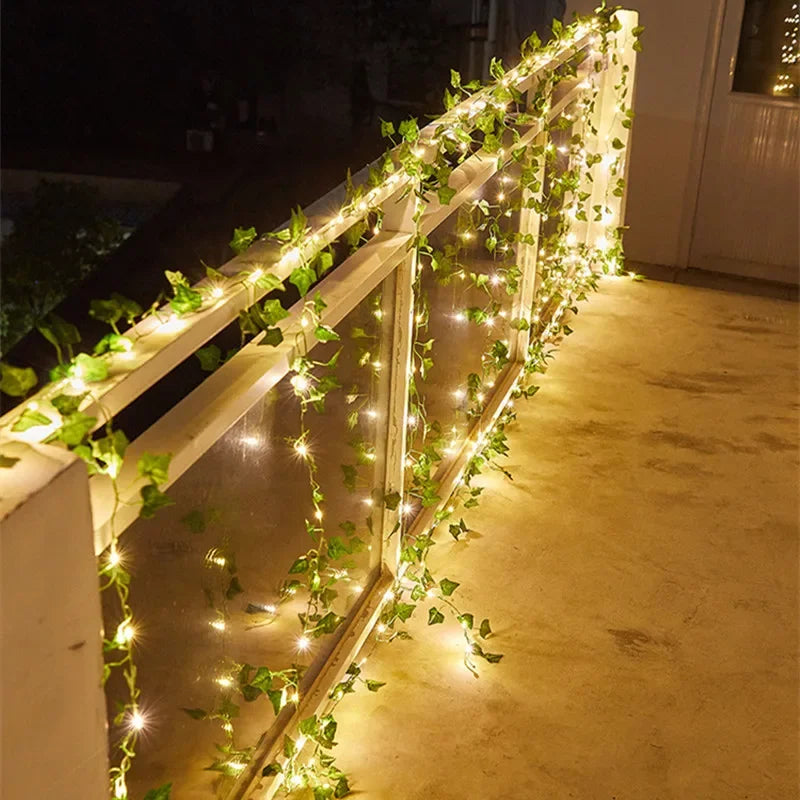 Flower Green Leaf String Lights Artificial Vine Fairy Lights Battery Powered Christmas Tree Garland Light for Weeding Home Decor Hinoki Milano