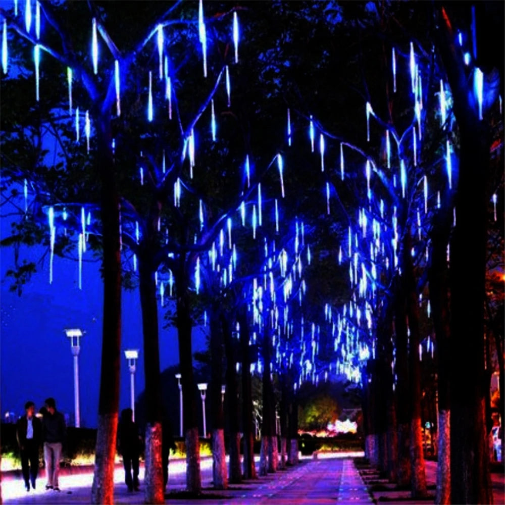 Outdoor  Meteor Shower Christmas Lights 10 Tubes 192 Led Hanging String Lights for Garden Tree Holiday Party Decoation Lamp Hinoki Milano