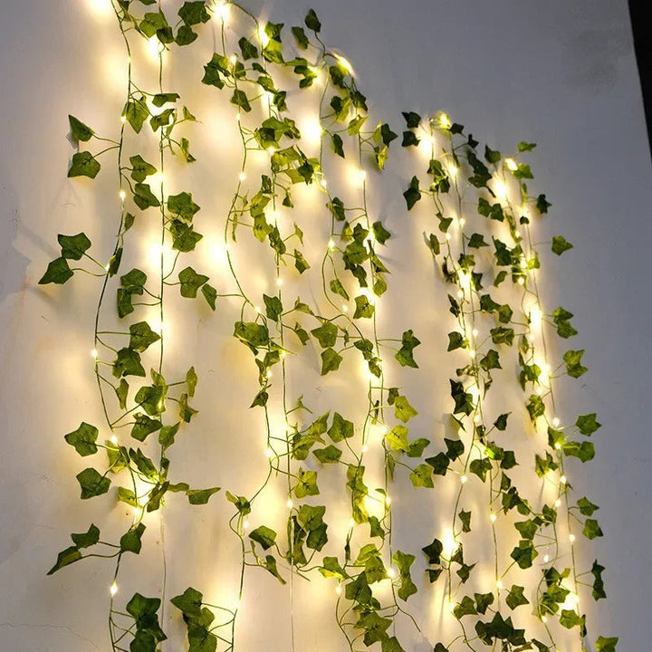 Flower Green Leaf String Lights Artificial Vine Fairy Lights Battery Powered Christmas Tree Garland Light for Weeding Home Decor Hinoki Milano