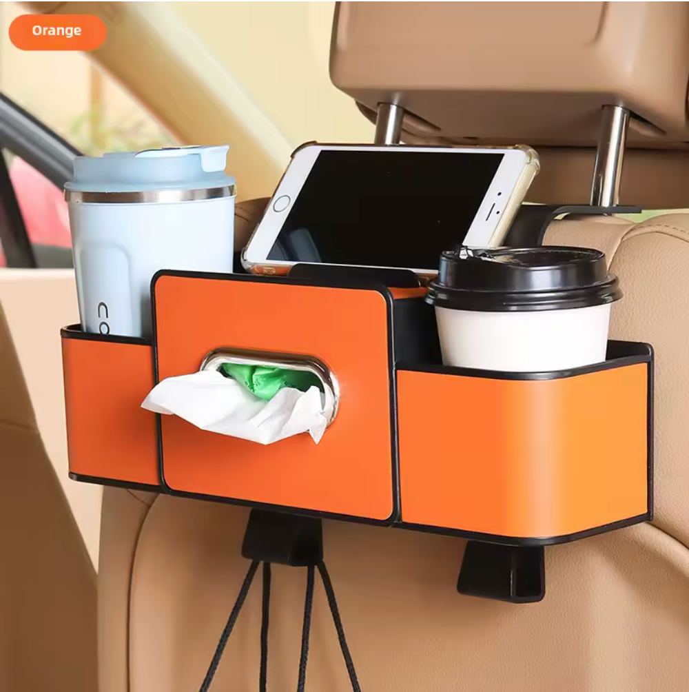 Organizer Auto Premium Multifunzionale – Portaoggetti, Supporto Smartphone e Dispenser Salviette Klondo