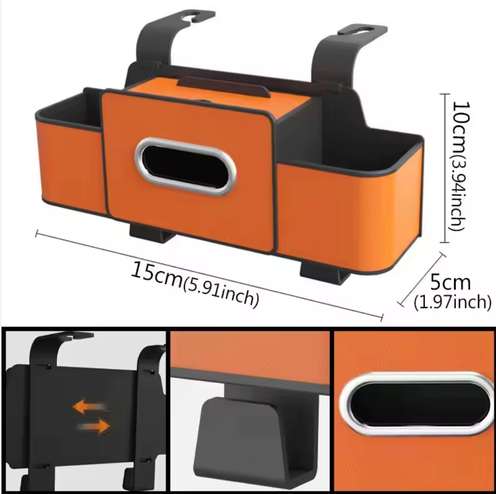 Organizer Auto Premium Multifunzionale – Portaoggetti, Supporto Smartphone e Dispenser Salviette Klondo