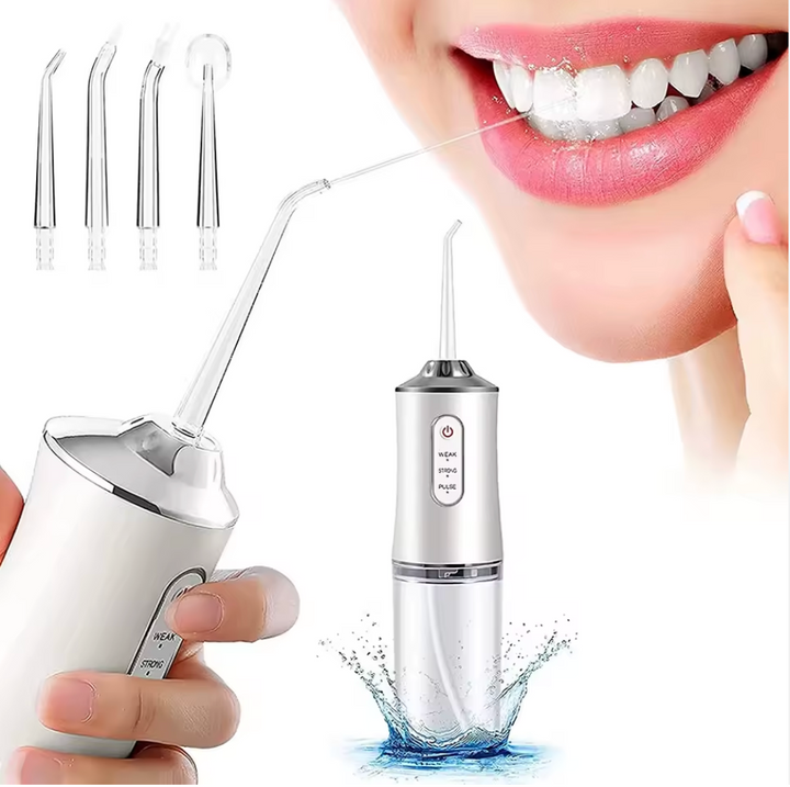 Idropulsore Dentale Elettrico Portatile – Pulizia Orale Profonda con 4 Ugelli e 3 Modalità