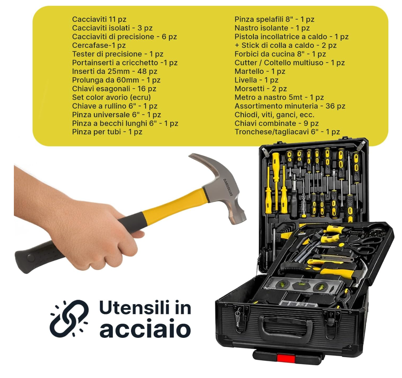 Valigia Attrezzi Completa 699 Pezzi con Ruote – Trolley Professionale con Manico Telescopico, Set Utensili per Casa, Auto e Officina Klondo
