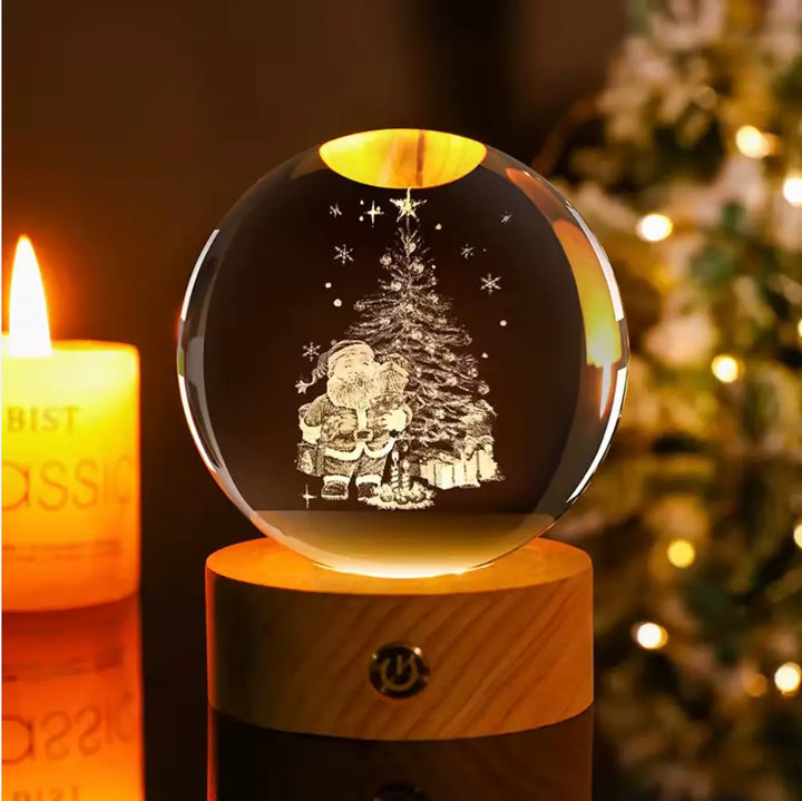 Sfera Luminosa Natalizia con Base in Legno – Edizione Speciale Xmas 60 cm Hinoki Milano