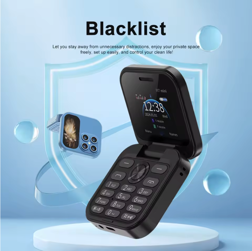 Mini Flip Phone i17 Pro – Tascabile, Dual SIM, Batteria Lunga Durata, Super Resistente Hinoki Milano
