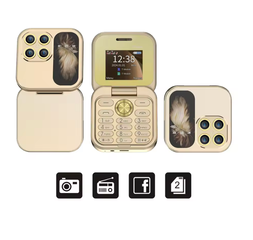 Mini Flip Phone i17 Pro – Tascabile, Dual SIM, Batteria Lunga Durata, Super Resistente Hinoki Milano