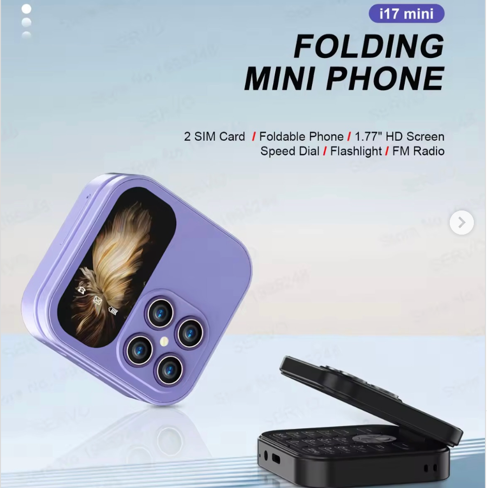 Mini Flip I17 Pro – Cellulare Pieghevole Dual SIM con Tastiera Grande, Torcia LED, Tascabile Klondo