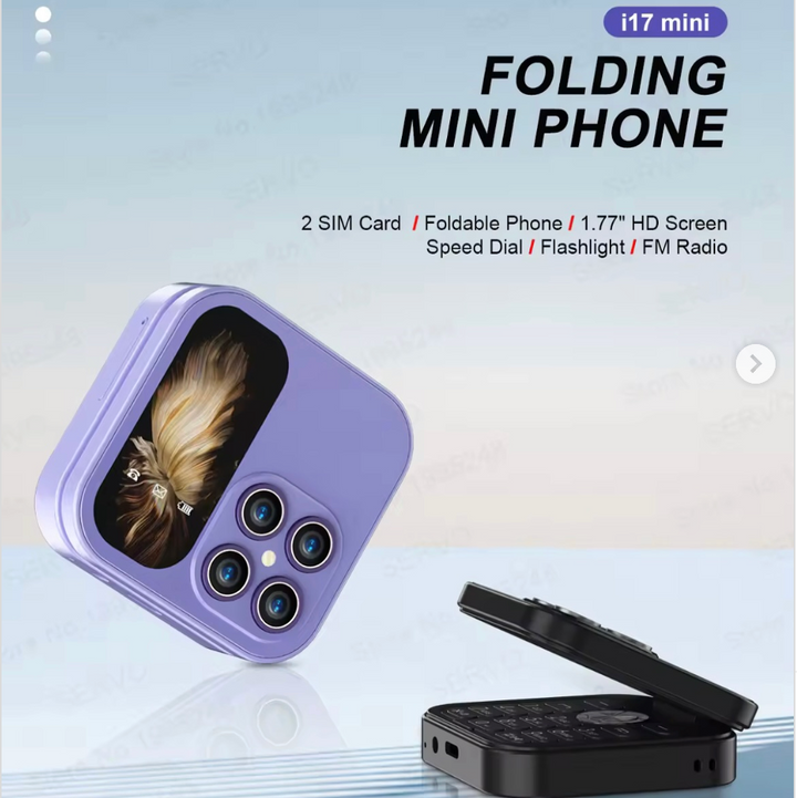 Mini Flip I17 Pro – Cellulare Pieghevole Dual SIM con Tastiera Grande, Torcia LED, Tascabile Klondo