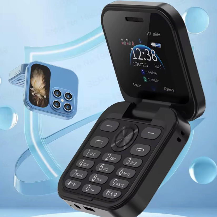 Mini Flip I17 Pro – Cellulare Pieghevole Dual SIM con Tastiera Grande, Torcia LED, Tascabile