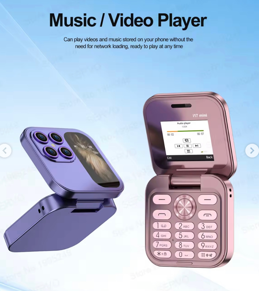 Mini Flip I17 Pro – Cellulare Pieghevole Dual SIM con Tastiera Grande, Torcia LED, Tascabile Klondo