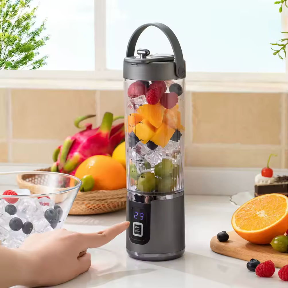 Frullatore Portatile Ricaricabile USB 500ml – Blender Multifunzione ad Alta Potenza con Lame in Acciaio Inox Klondo