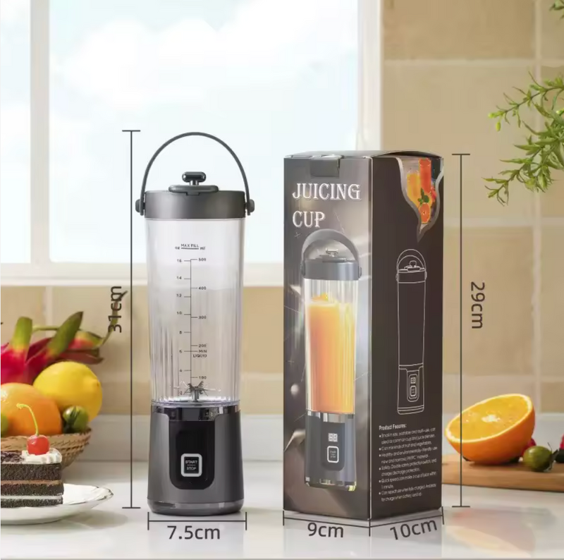 Frullatore Portatile Ricaricabile USB 500ml – Blender Multifunzione ad Alta Potenza con Lame in Acciaio Inox Klondo