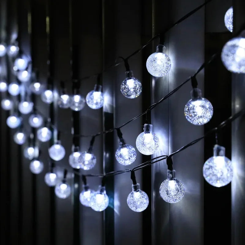 2024 New Solar Crystal Globe LED String Lights LED Solar Outdoor Light IP65 Fairy Light Christmas Garland for Garden Party Decor Hinoki Milano