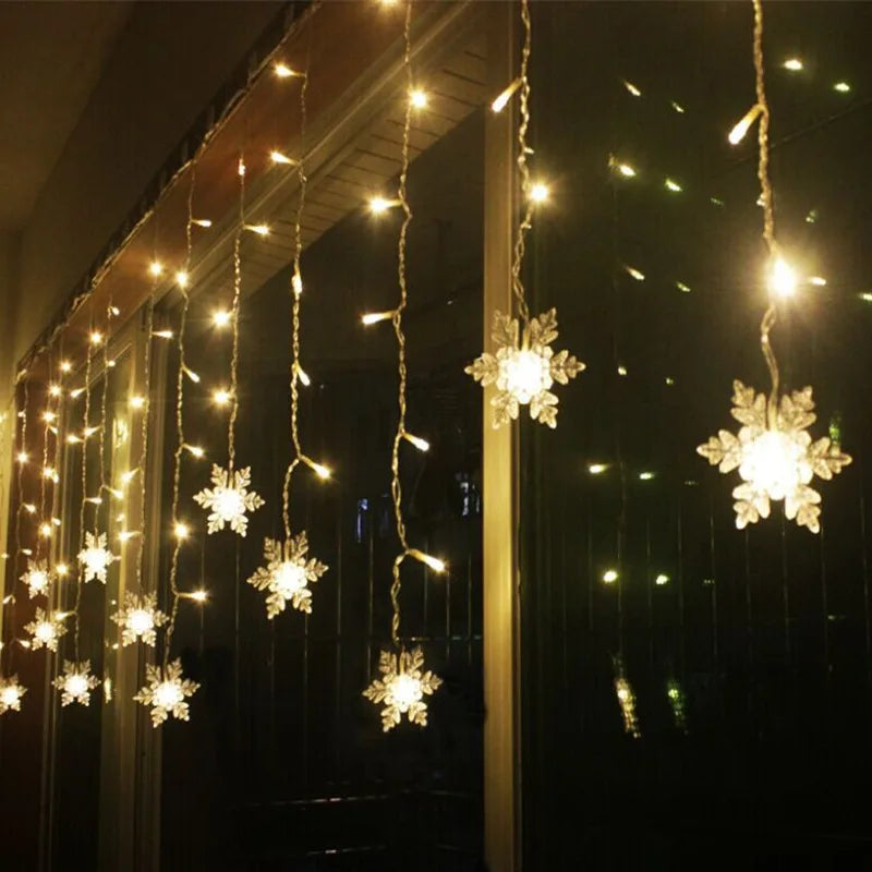 3.2M Christmas Snowflakes LED String Lights Flashing Fairy Curtain Lights Waterproof For Holiday Party Wedding Xmas Decoration Hinoki Milano