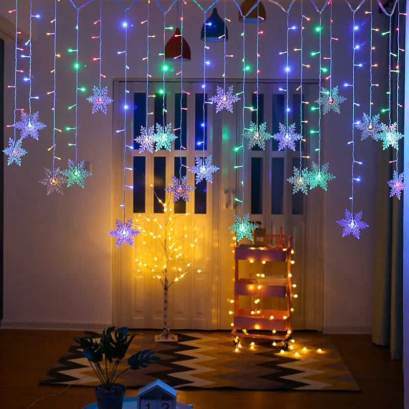 3.2M Christmas Snowflakes LED String Lights Flashing Fairy Curtain Lights Waterproof For Holiday Party Wedding Xmas Decoration Hinoki Milano