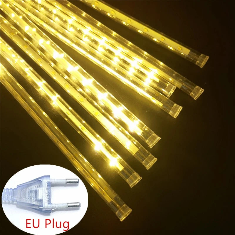 Outdoor  Meteor Shower Christmas Lights 10 Tubes 192 Led Hanging String Lights for Garden Tree Holiday Party Decoation Lamp Hinoki Milano