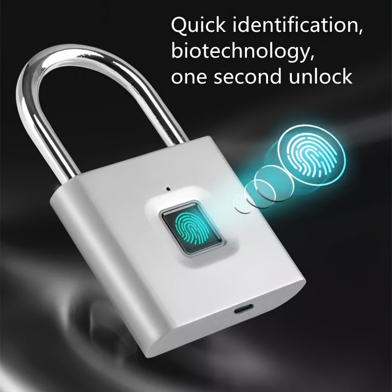 Compact Smart Fingerprint Padlock - Waterproof, Keyless Security, USB Rechargeable, Lightweight Aluminum - Ideal for Luggage, Suitcases & Backpacks Hinoki Milano