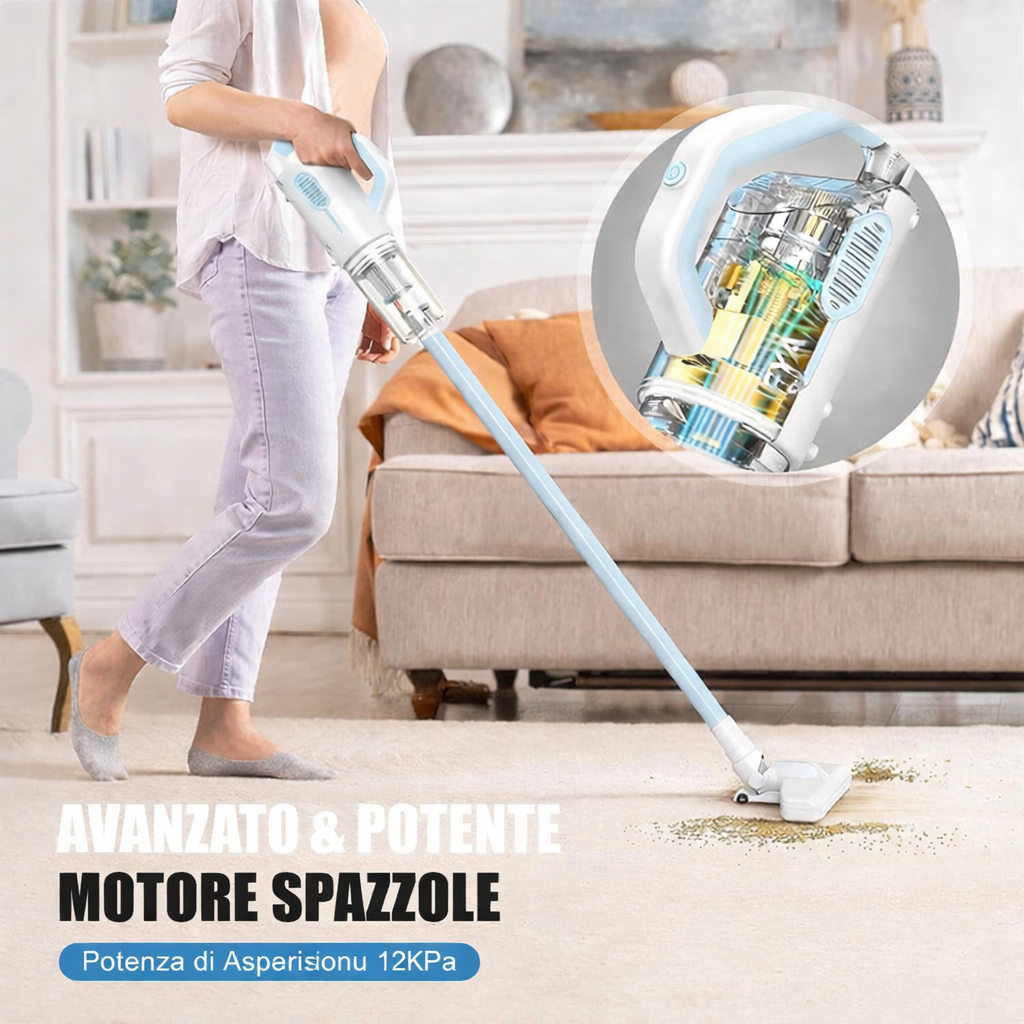 Aspirapolvere 12-in-1 Portatile e Verticale 800W – Ultra Leggero, Senza Sacco, con Accessori Multifunzione Klondo
